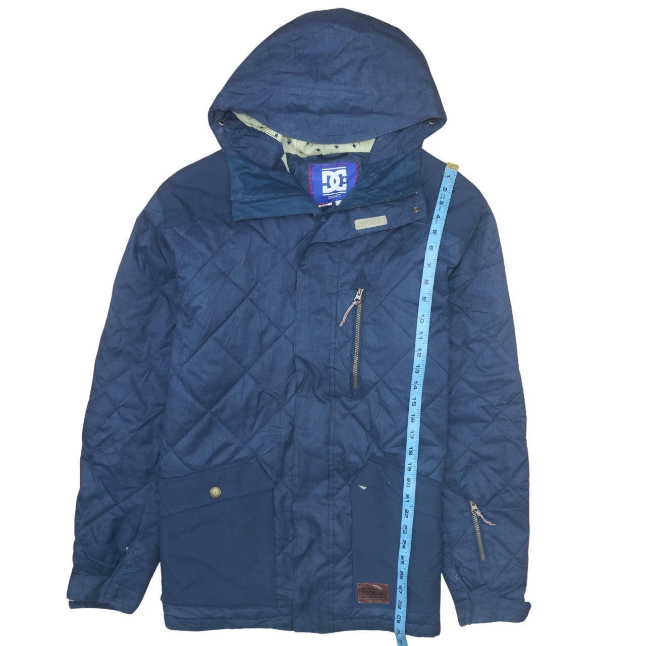 DC Men’s Blue Quilted Hooded Puffer Jacket Size L Winter Coat