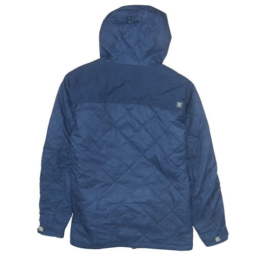 DC Men’s Blue Quilted Hooded Puffer Jacket Size L Winter Coat