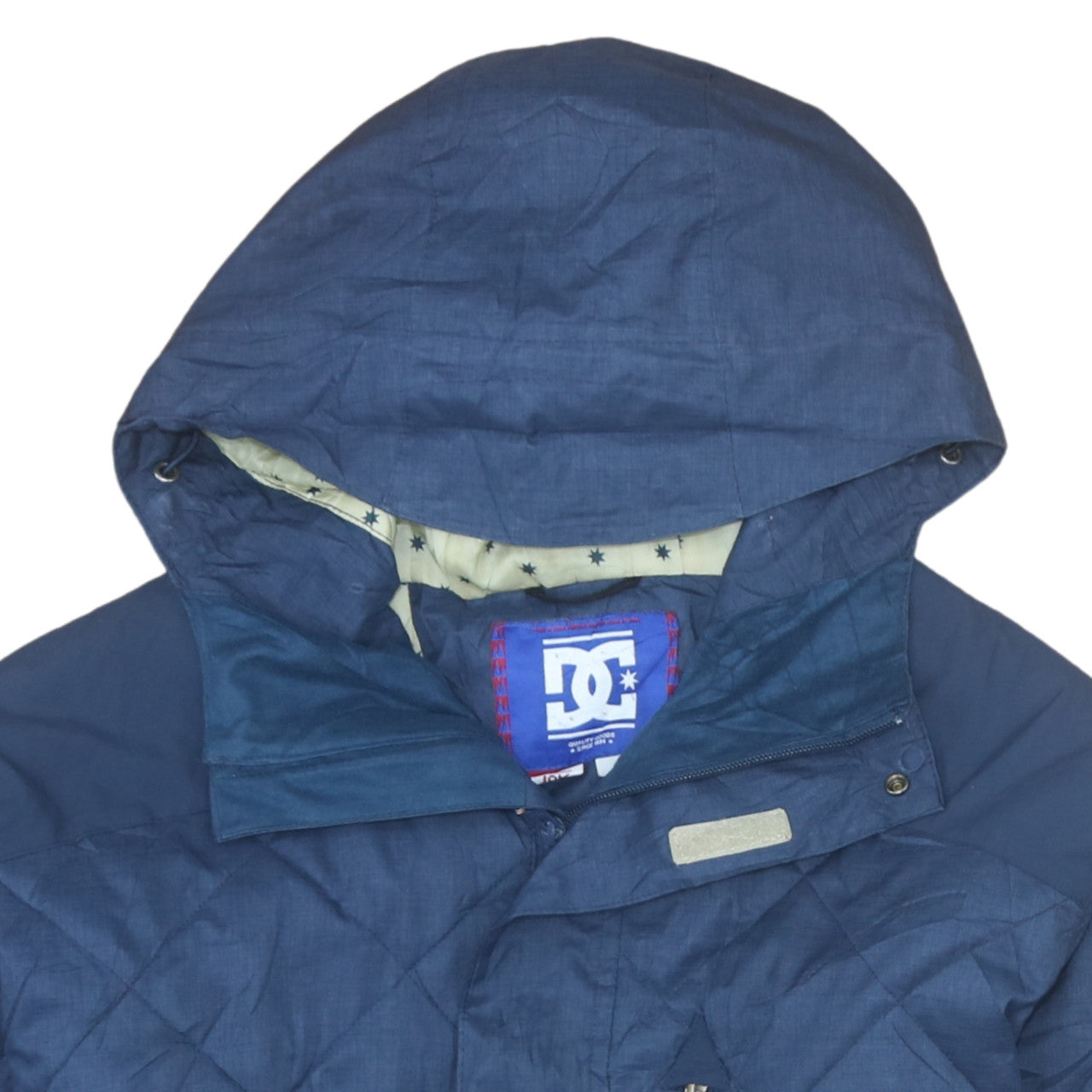 DC Men’s Blue Quilted Hooded Puffer Jacket Size L Winter Coat