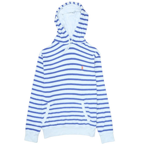 Polo Ralph Lauren Men's Blue Striped Pullover Hoodie Medium Cotton