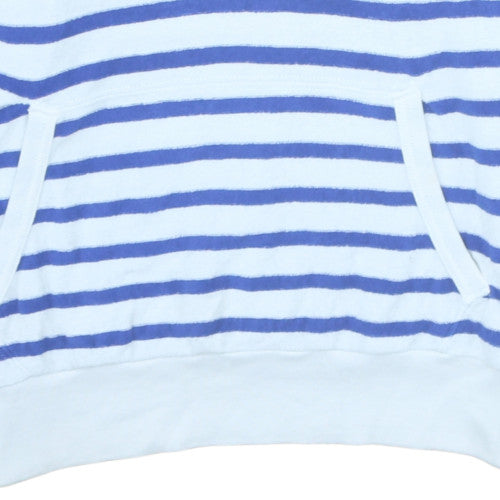 Polo Ralph Lauren Men's Blue Striped Pullover Hoodie Medium Cotton