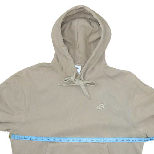 Nike Men Beige Pullover Hoodie M Fleece Logo Drawstring Regular Fit