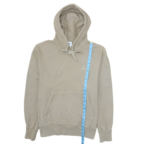 Nike Men Beige Pullover Hoodie M Fleece Logo Drawstring Regular Fit