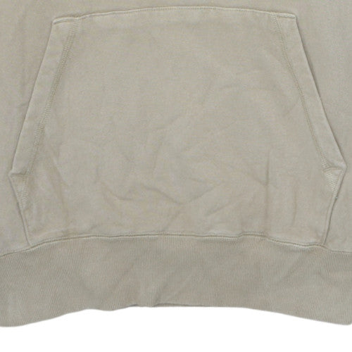 Nike Men Beige Pullover Hoodie M Fleece Logo Drawstring Regular Fit