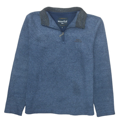 Weird Fish Men’s Blue Knit 1/4 Zip Collared Sweatshirt Size S