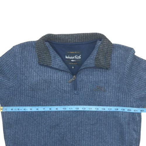 Weird Fish Men’s Blue Knit 1/4 Zip Collared Sweatshirt Size S