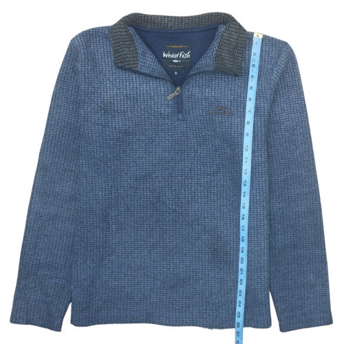 Weird Fish Men’s Blue Knit 1/4 Zip Collared Sweatshirt Size S