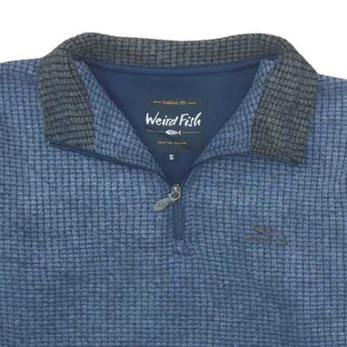 Weird Fish Men’s Blue Knit 1/4 Zip Collared Sweatshirt Size S