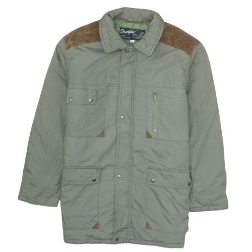 Panoply Men's Green XL Quilted Hunting Jacket with Pockets and Suede Shoulders