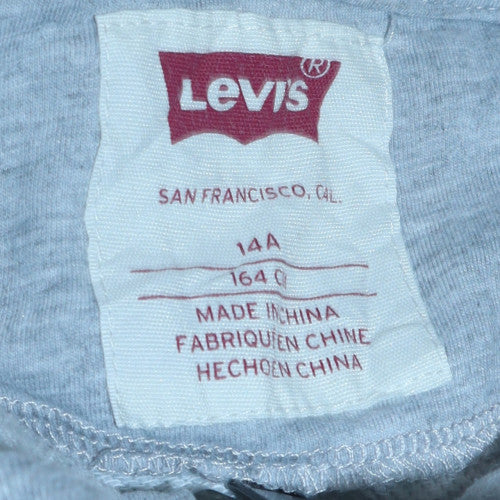 Levi’s Boys Grey Full Zip Hoodie 14 Years Cotton Blend Casual Sweatshirt