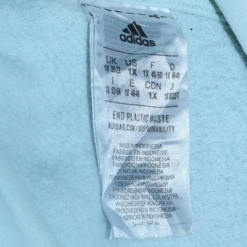 Adidas Women's Blue 1X Pullover Hoodie Cotton Blend Casual