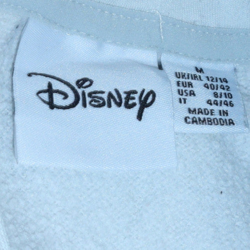 Disney Women White Stitch Hoodie Medium Pullover Sweatshirt