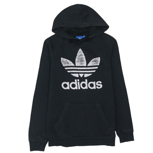 Adidas Mens Black Pullover Hoodie L Sports Retro Graphic Fleece