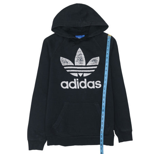 Adidas Mens Black Pullover Hoodie L Sports Retro Graphic Fleece