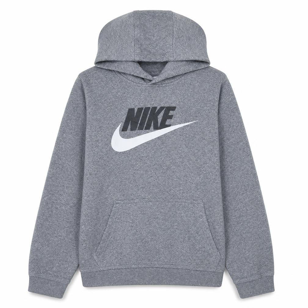 Front view of Nike boys’ grey xl pullover hoodie - graphic print fleece sweatshirt