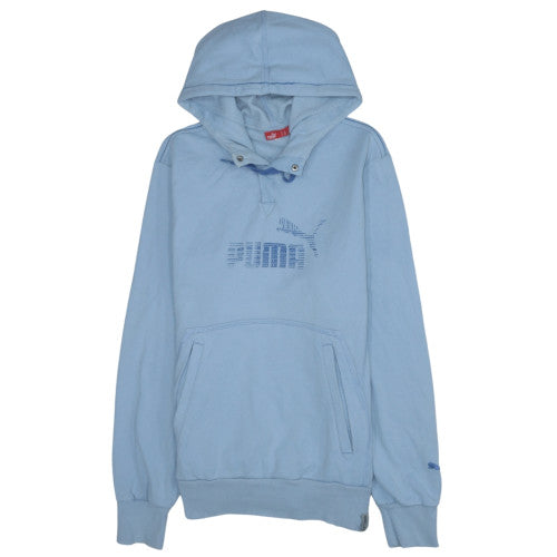 Puma Men's Blue Pullover Hoodie L Logo Fleece Sportswear
