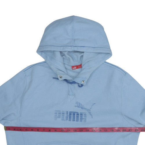 Puma Men's Blue Pullover Hoodie L Logo Fleece Sportswear