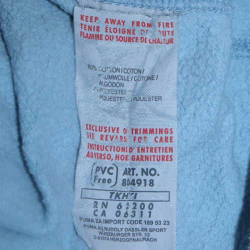 Puma Men's Blue Pullover Hoodie L Logo Fleece Sportswear