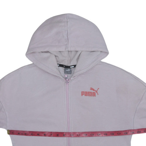 Puma Girls Pink Full Zip Hooded Hoodie 13-14 Years Regular Fit