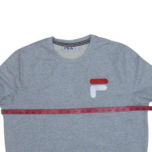 FILA Men's Grey Embroidered Logo Pullover Sweatshirt M