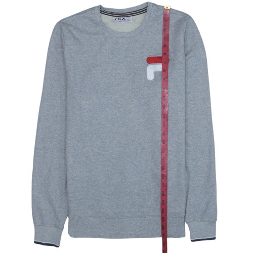 FILA Men's Grey Embroidered Logo Pullover Sweatshirt M