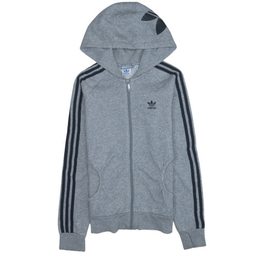 Adidas Women Grey Full Zip Hoodie Size 6 Classic Athletic Style