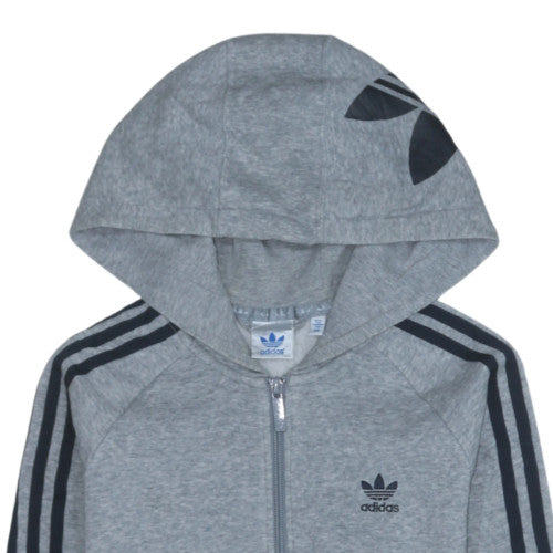 Adidas Women Grey Full Zip Hoodie Size 6 Classic Athletic Style