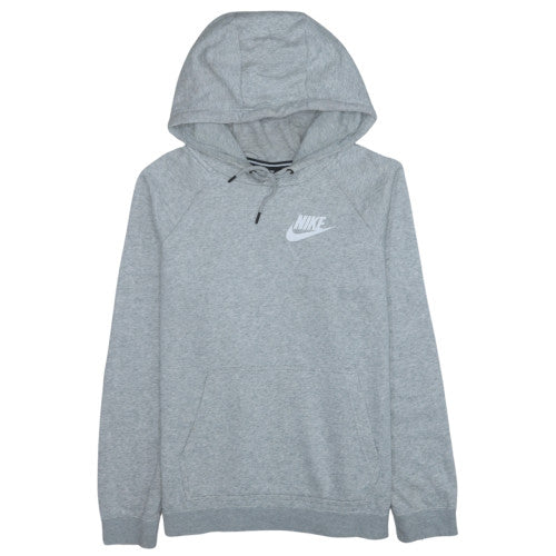 Nike Men Grey Pullover Hoodie L Regular Fit Sports Logo Sweatshirt