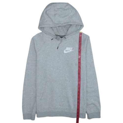 Nike Men Grey Pullover Hoodie L Regular Fit Sports Logo Sweatshirt