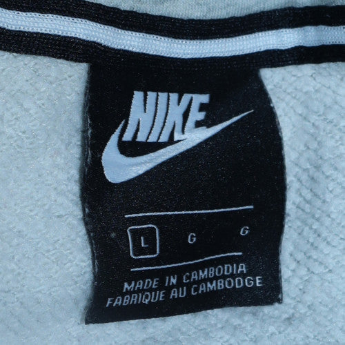 Nike Men Grey Pullover Hoodie L Regular Fit Sports Logo Sweatshirt