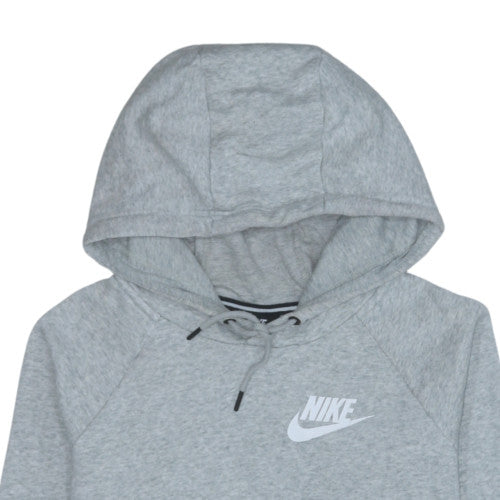 Nike Men Grey Pullover Hoodie L Regular Fit Sports Logo Sweatshirt