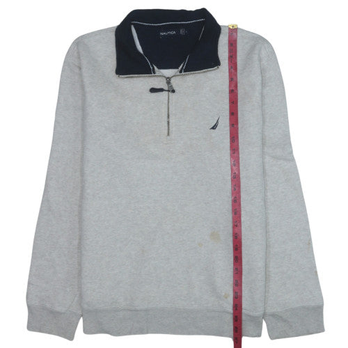Nautica Men's Grey 1/4 Zip Fleece Sweatshirt L Regular Fit