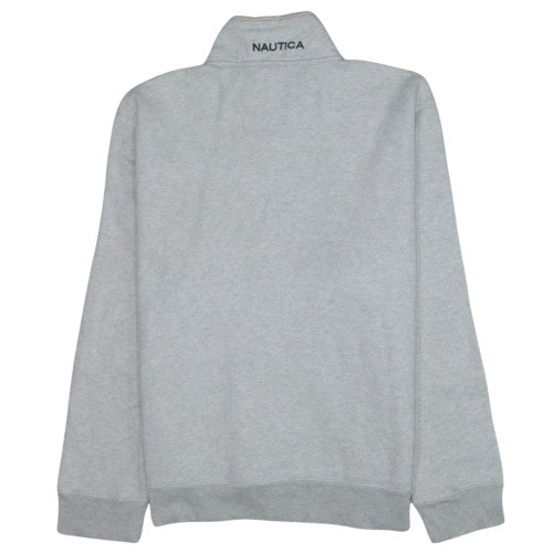 Nautica Men's Grey 1/4 Zip Fleece Sweatshirt L Regular Fit