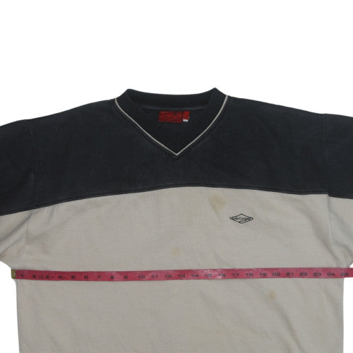 Lee Cooper Mens Beige & Black V-Neck Sweatshirt XL Classic Cotton