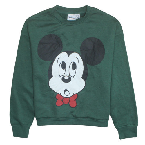 Disney Women Green Mickey Mouse XS Sweatshirt Crew Neck Pullover