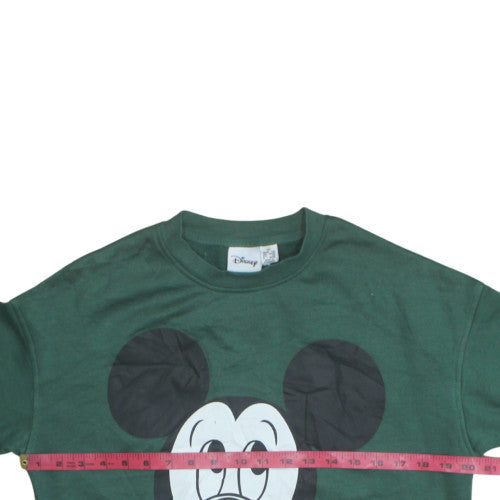 Disney Women Green Mickey Mouse XS Sweatshirt Crew Neck Pullover