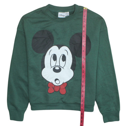 Disney Women Green Mickey Mouse XS Sweatshirt Crew Neck Pullover