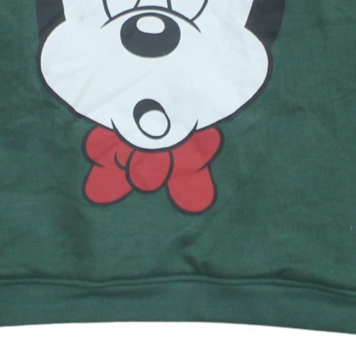 Disney Women Green Mickey Mouse XS Sweatshirt Crew Neck Pullover