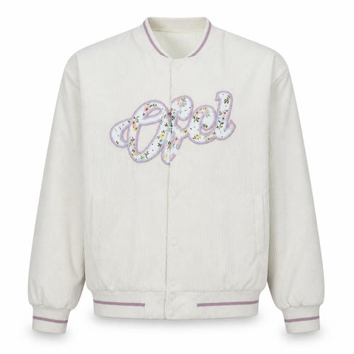boohooMAN Men's Ivory Corduroy Varsity Jacket M College Style