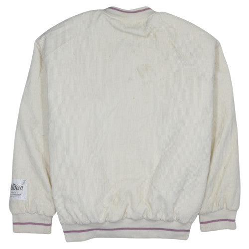 boohooMAN Men's Ivory Corduroy Varsity Jacket M College Style