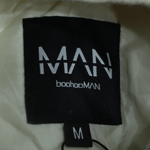 boohooMAN Men's Ivory Corduroy Varsity Jacket M College Style