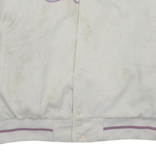 boohooMAN Men's Ivory Corduroy Varsity Jacket M College Style