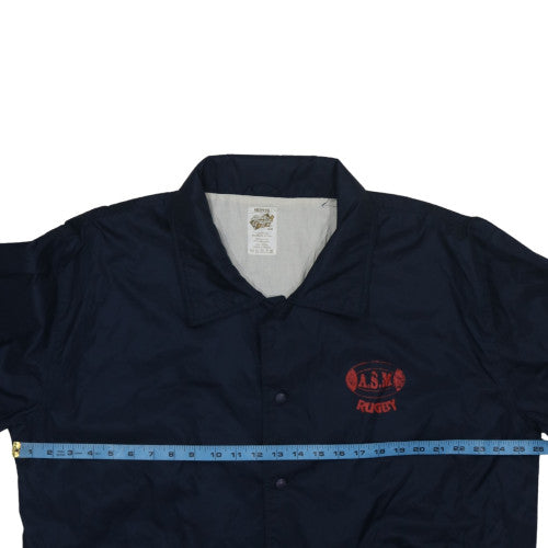 Skipper Men’s Blue Rugby Coach Jacket S/M Nylon Cotton Lined 90s Vintage
