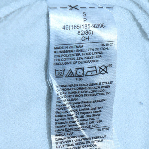 GAP Women White Small Pullover Hoodie 77% Cotton Logo Sweatshirt
