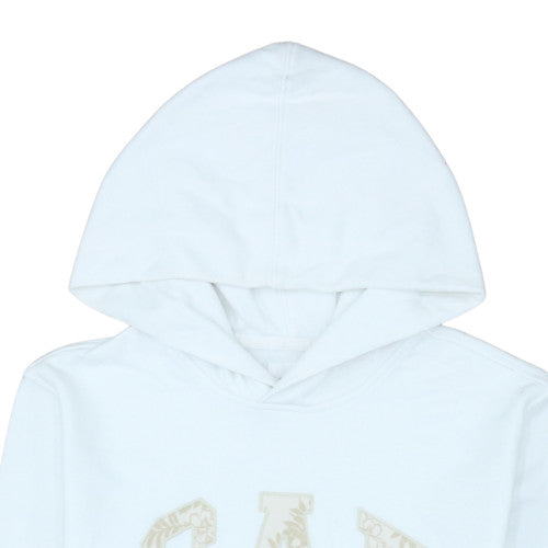 GAP Women White Small Pullover Hoodie 77% Cotton Logo Sweatshirt