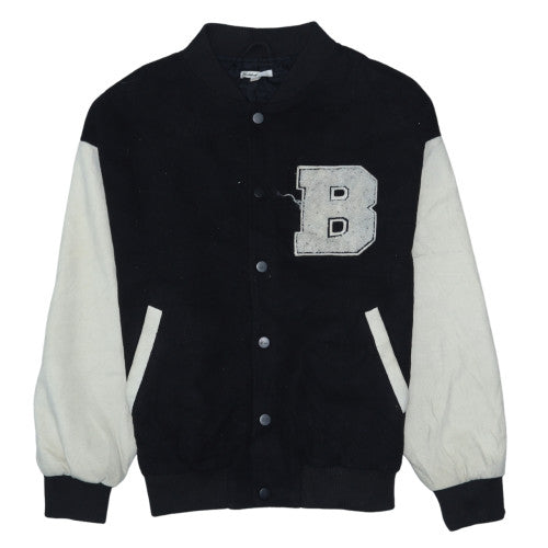 Subdued Men's Black and White Varsity Jacket XS Classic Bomber Style