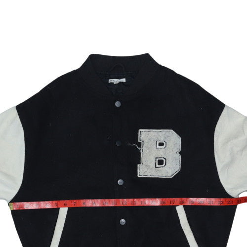 Subdued Men's Black and White Varsity Jacket XS Classic Bomber Style