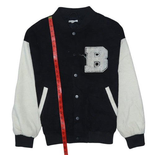 Subdued Men's Black and White Varsity Jacket XS Classic Bomber Style