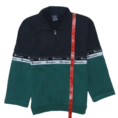 Champion Women's Black Green Small 1/4 Zip Sweatshirt Pullover