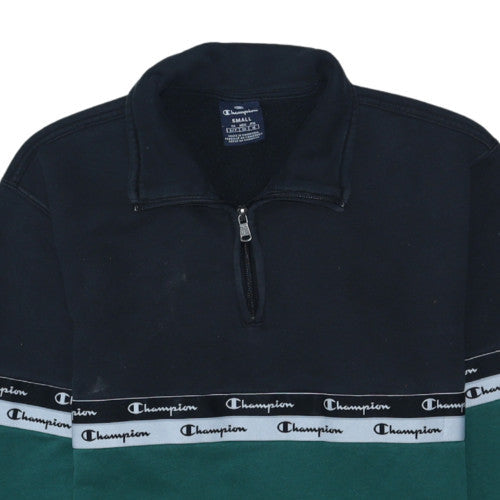 Champion Women's Black Green Small 1/4 Zip Sweatshirt Pullover